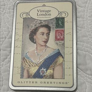 Vintage London Glitter Greetings Postcard Tin
